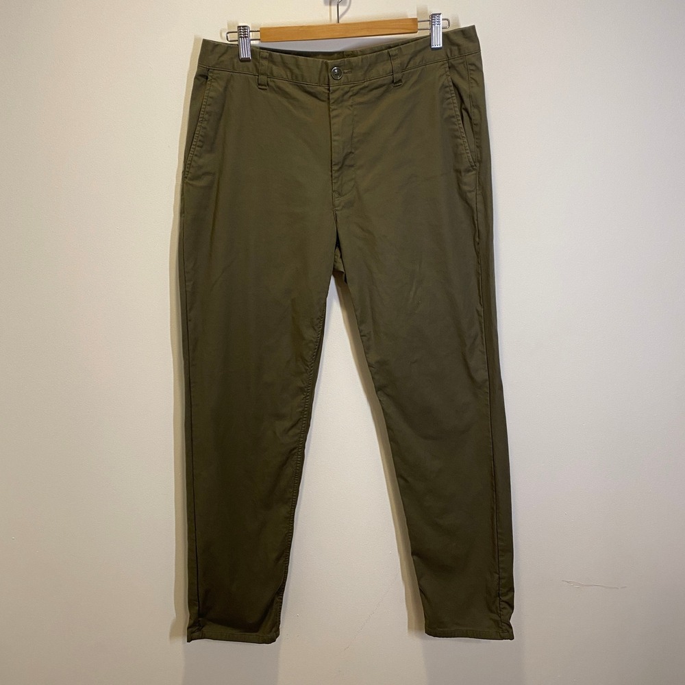 Bonobos Chinos Mens 33x32 Olive Excellent Plaid Flannel Lined Athletic Fit - Picture 3 of 10